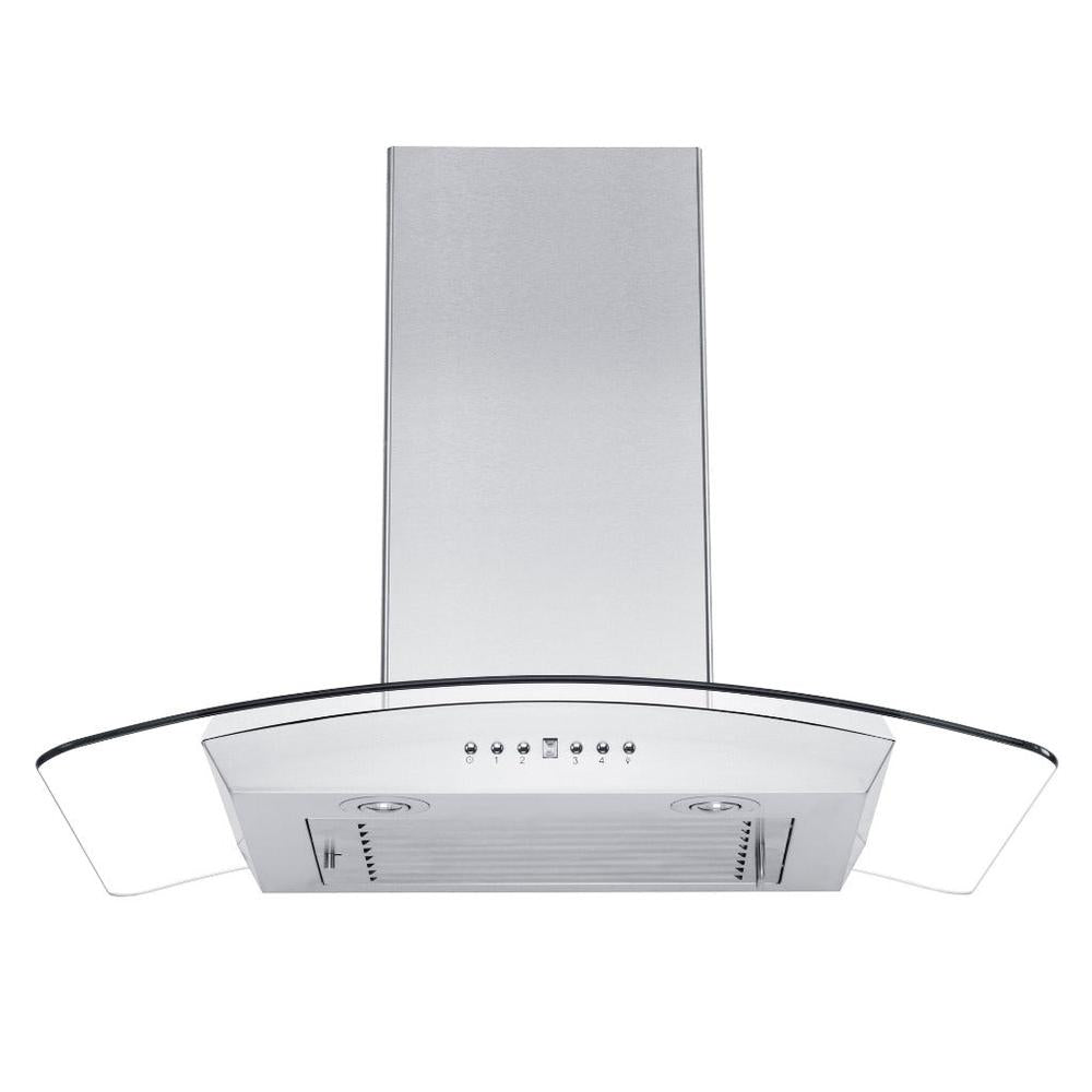 ZLINE Convertible Vent Wall Mount Range Hood in Stainless Steel and Glass with Crown Molding (KZCRN) 