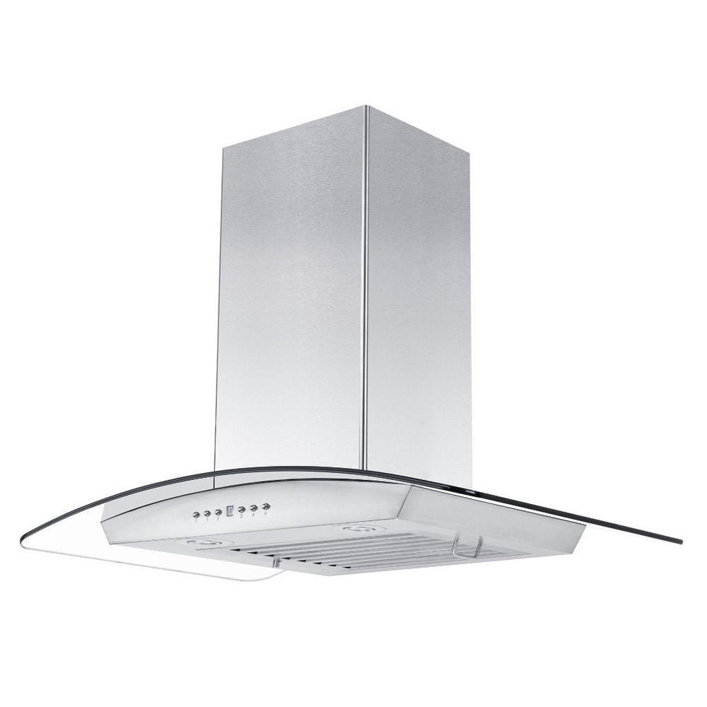 ZLINE Convertible Vent Wall Mount Range Hood in Stainless Steel and Glass with Crown Molding (KZCRN) main image.
