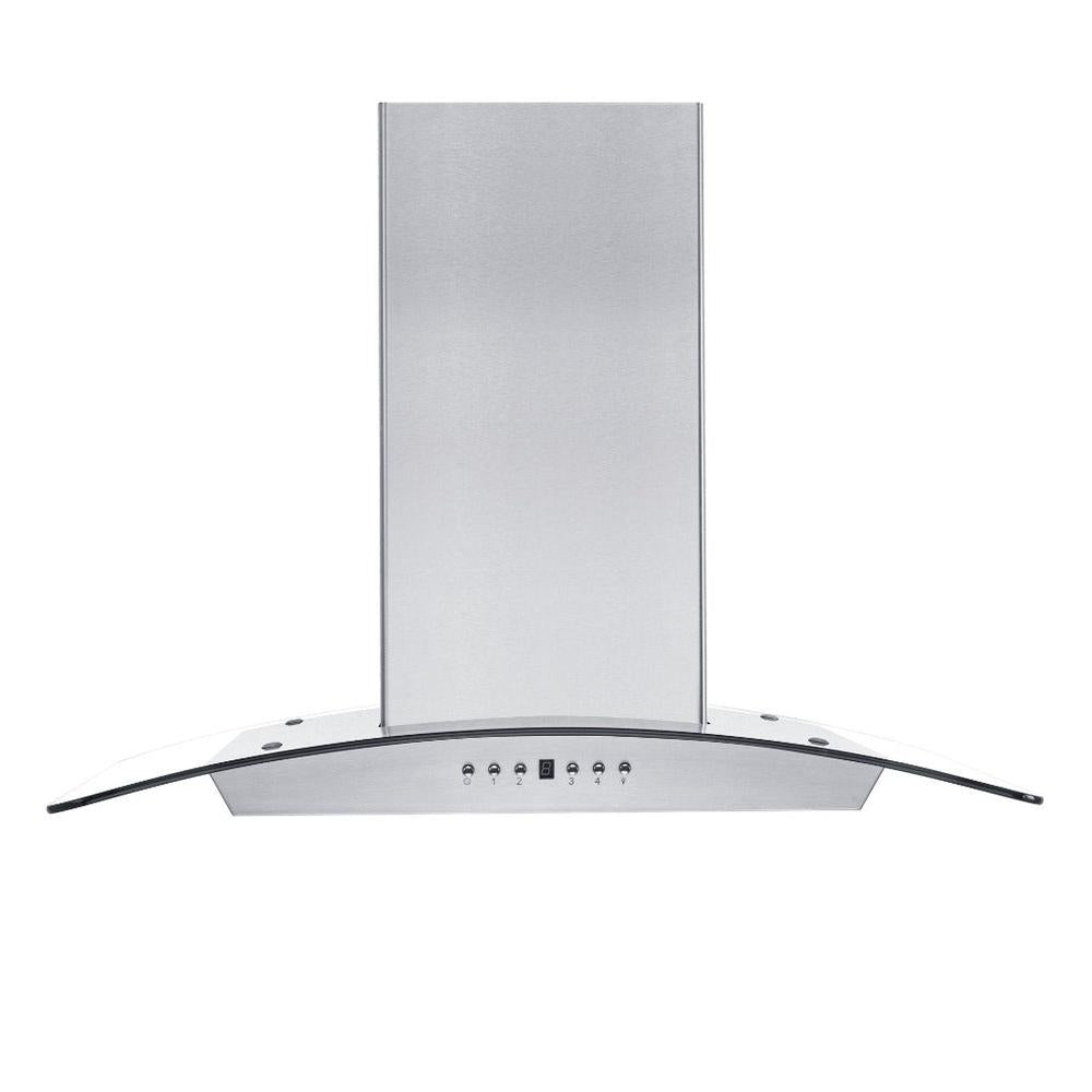 ZLINE Convertible Vent Wall Mount Range Hood in Stainless Steel and Glass with Crown Molding (KZCRN) 