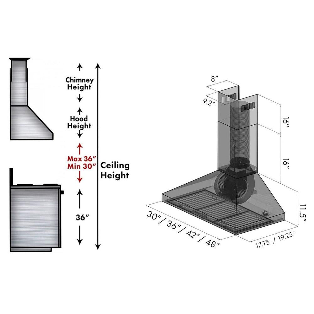 ZLINE Convertible Vent Wall Mount Range Hood in Stainless Steel (KL3) 