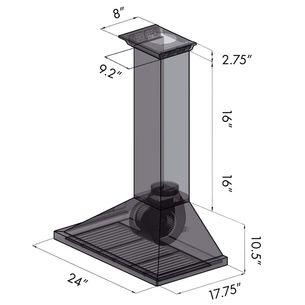 ZLINE CrownSound Ducted Vent Wall Mount Range Hood in Stainless Steel with Built-in Bluetooth Speakers (KBCRN-BT) 