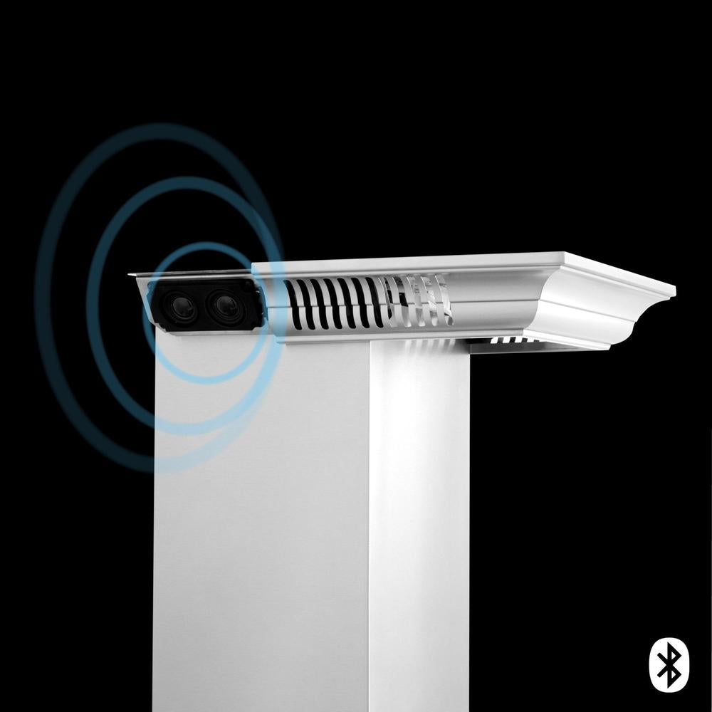 ZLINE CrownSound Ducted Vent Wall Mount Range Hood in Stainless Steel with Built-in Bluetooth Speakers (KBCRN-BT) 