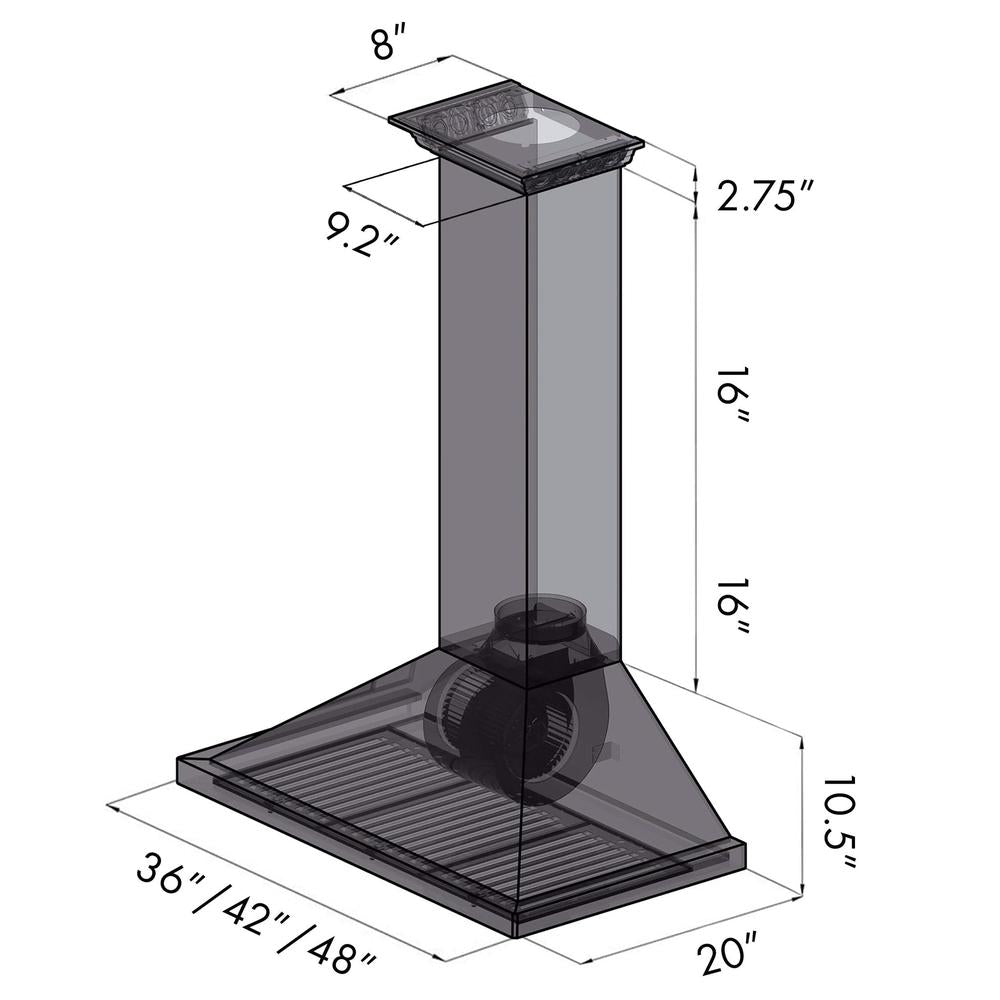 ZLINE CrownSound Ducted Vent Wall Mount Range Hood in Stainless Steel with Built-in Bluetooth Speakers (KBCRN-BT) 