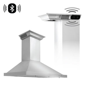 ZLINE CrownSound Ducted Vent Wall Mount Range Hood in Stainless Steel with Built-in Bluetooth Speakers (KBCRN-BT) main image.