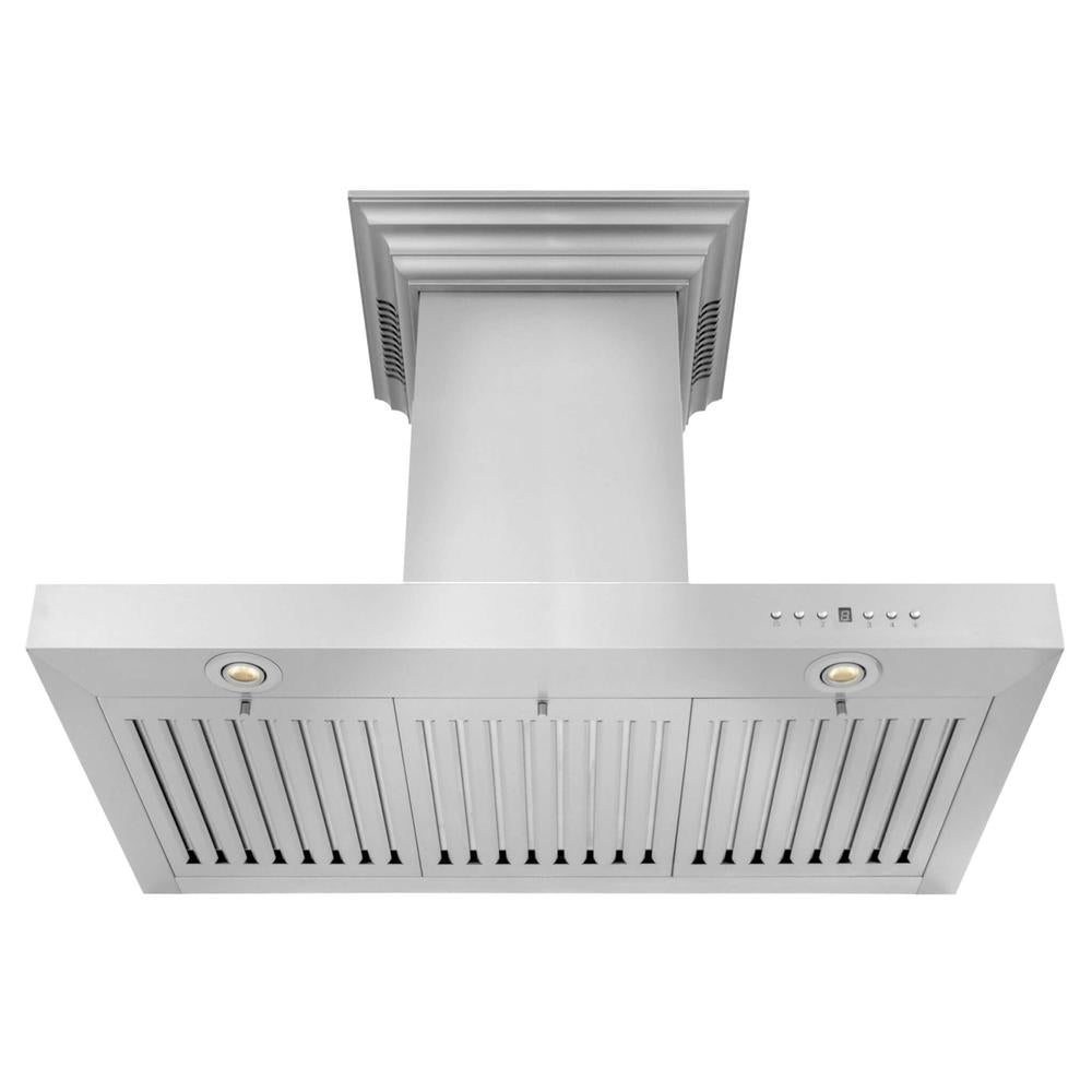 ZLINE Wall Mount Range Hood In Stainless Steel With Built-In ZLINE CrownSound Bluetooth Speakers (KECRN-BT) 