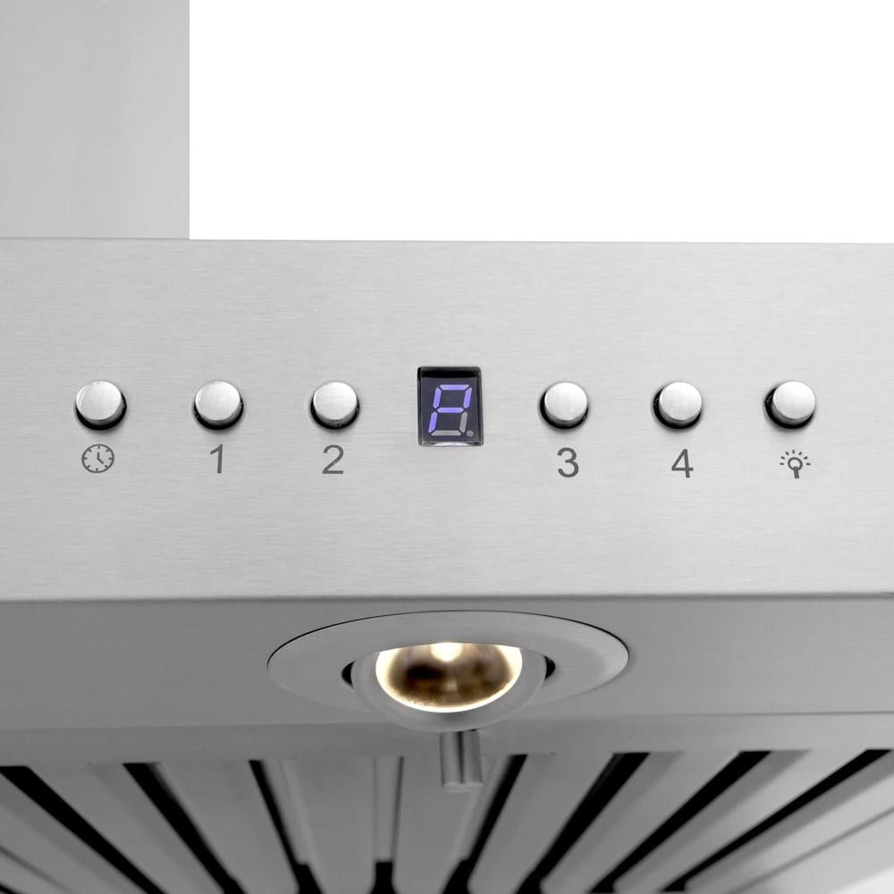 ZLINE Wall Mount Range Hood In Stainless Steel With Built-In ZLINE CrownSound Bluetooth Speakers (KECRN-BT) 
