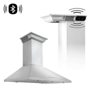 ZLINE Ducted Vent Wall Mount Range Hood in Stainless Steel with Built-in ZLINE CrownSound Bluetooth Speakers (KL2CRN-BT) main image.