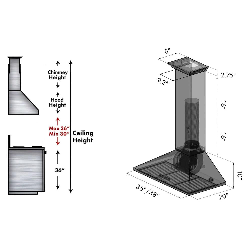 ZLINE 30 in. Ducted Vent Wall Mount Range Hood in Stainless Steel with Built-in ZLINE CrownSound Bluetooth Speakers (KL2CRN-BT) 