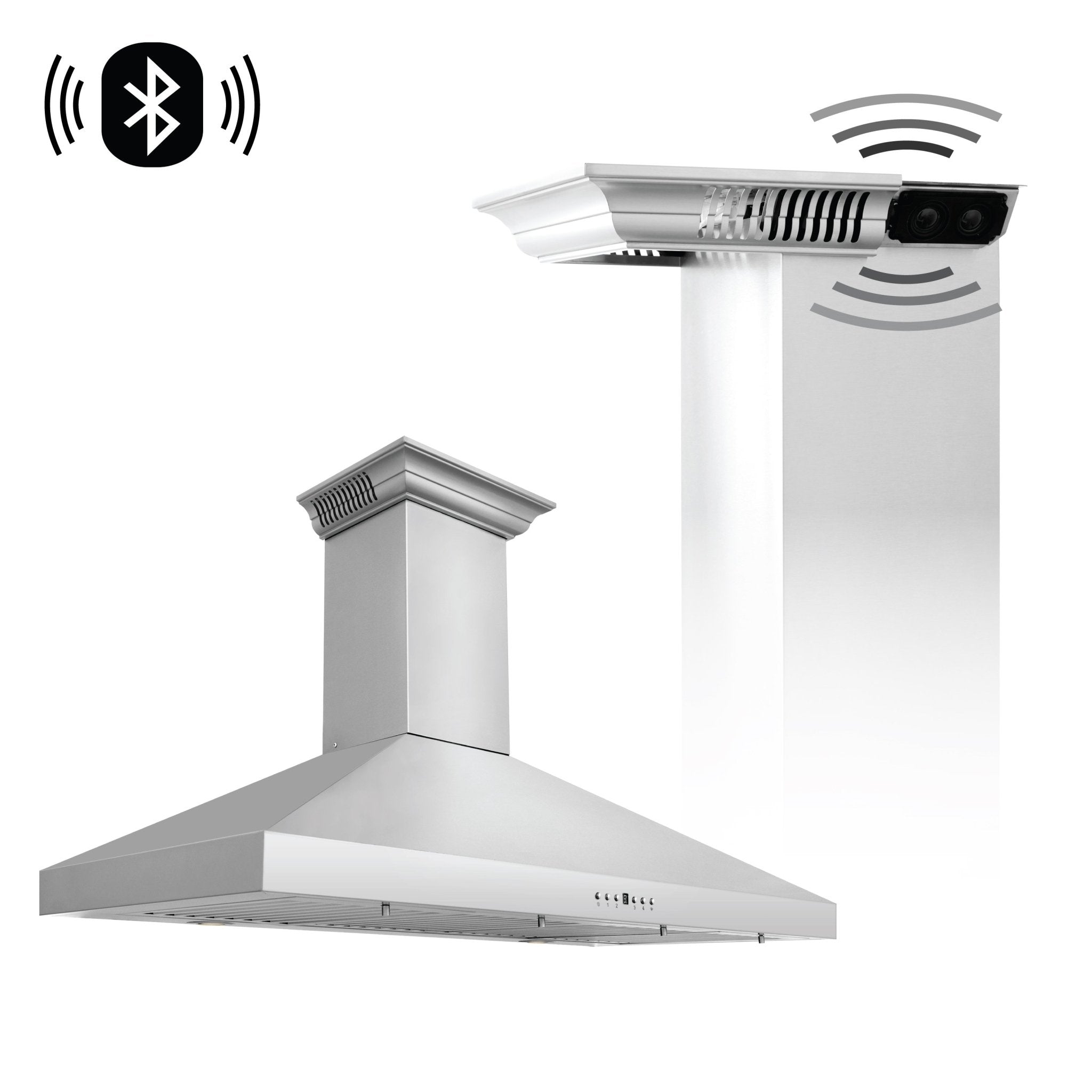 ZLINE Wall Mount Range Hood In Stainless Steel With Built-In CrownSound® Bluetooth Speakers (KL3CRN-BT) - Rustic Kitchen & Bath - Ranges Hoods - ZLINE Kitchen and Bath