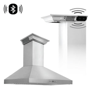 ZLINE Ducted Vent Wall Mount Range Hood in Stainless Steel with Built-in ZLINE CrownSound Bluetooth Speakers (KL3CRN-BT) main image.