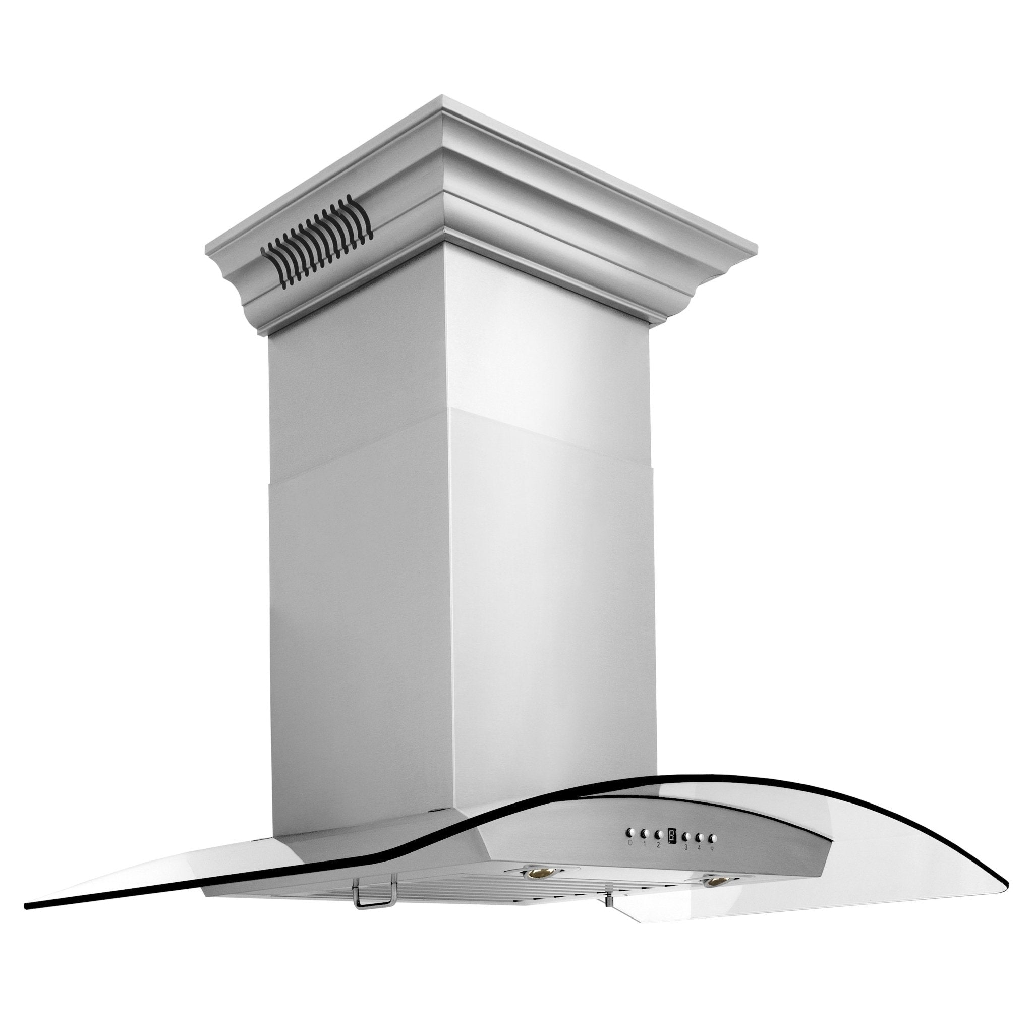 ZLINE Wall Mount Range Hood in Stainless Steel and Glass with Built-in CrownSound Bluetooth Speakers (KZCRN-BT) 30 inch