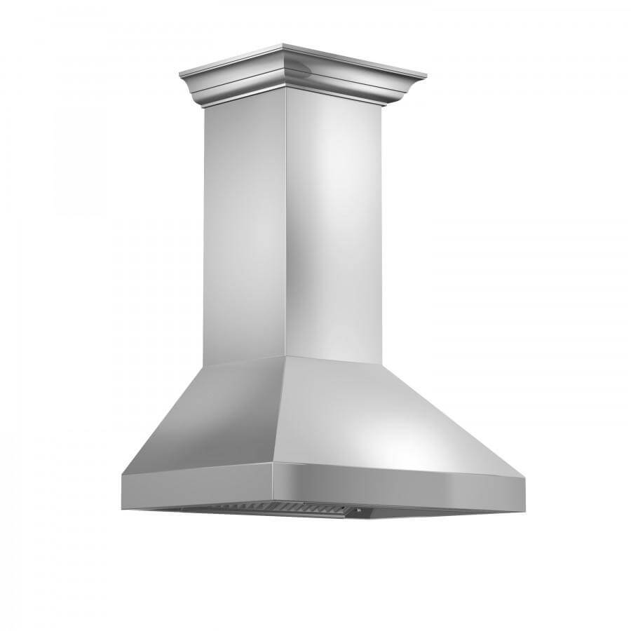 ZLINE Professional Convertible Vent Wall Mount Range Hood in Stainless Steel with Crown Molding (597CRN) main image.
