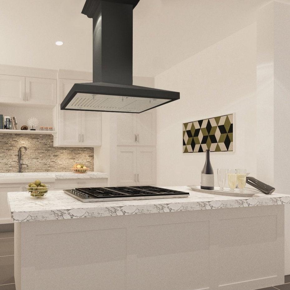 ZLINE Wooden Island Mount Range Hood in Black (KBiCC) 