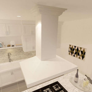 ZLINE Wooden Island Mount Range Hood in Cottage White (KBiTT) 