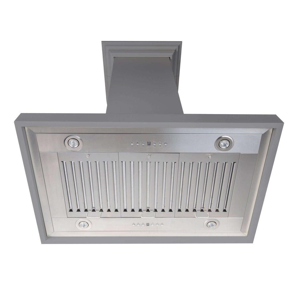 ZLINE Convertible Vent Wooden Island Mount Range Hood in Gray (KBiUU) 