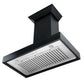 ZLINE Convertible Vent Wooden Wall Mount Range Hood in Black (KBCC) under, side.