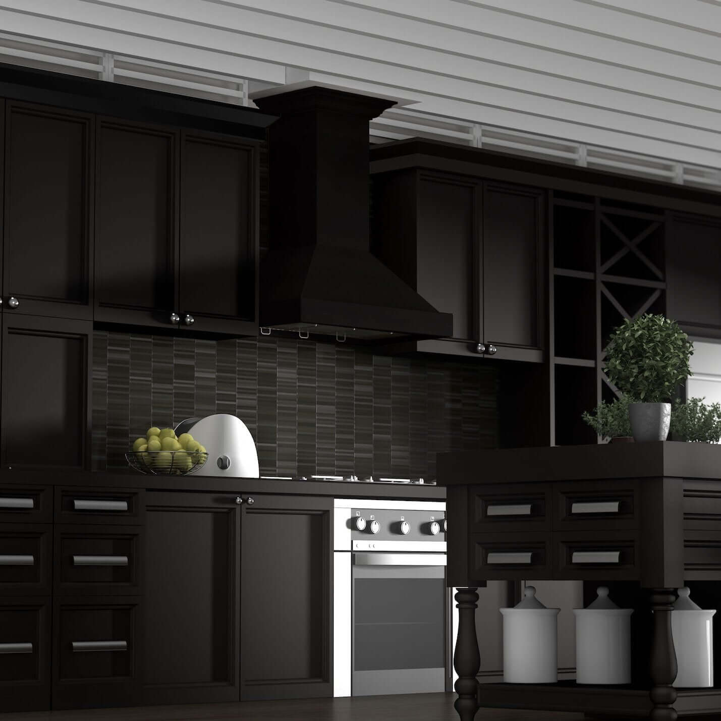 ZLINE Kitchen and Bath, ZLINE Wooden Wall Mount Range Hood in Black - Includes Motor (KBCC), KBCC-30,