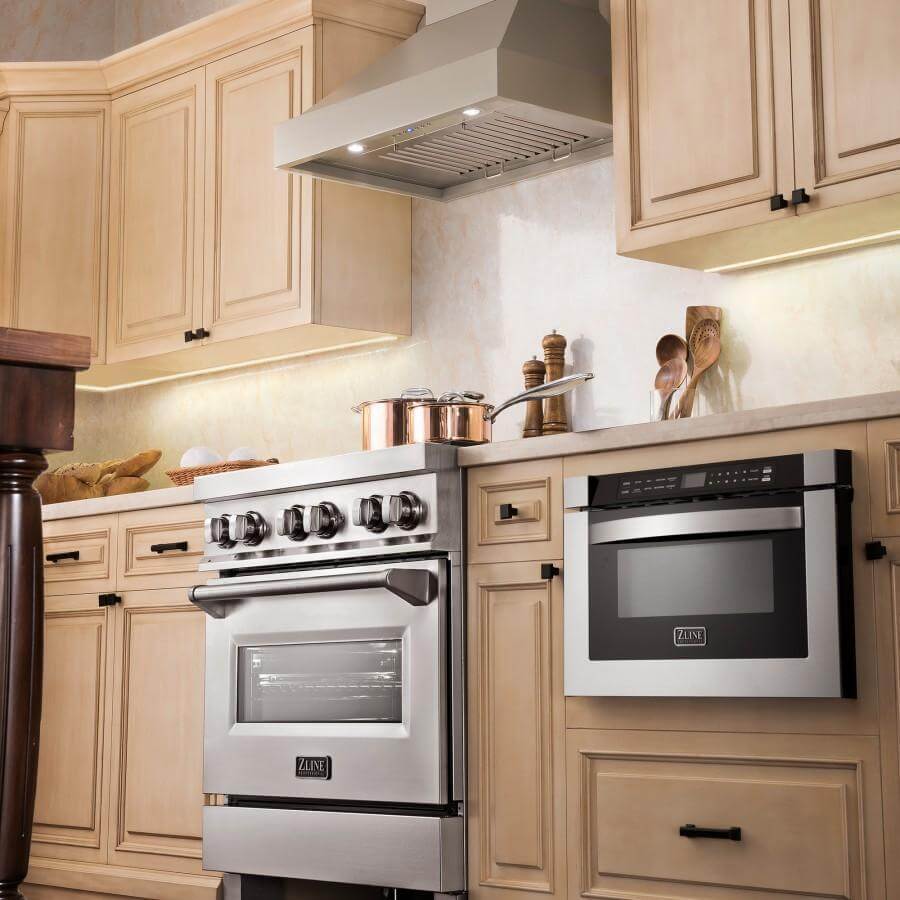 ZLINE Convertible Vent Wooden Wall Mount Range Hood in Gray (KBUU) 42 Inch