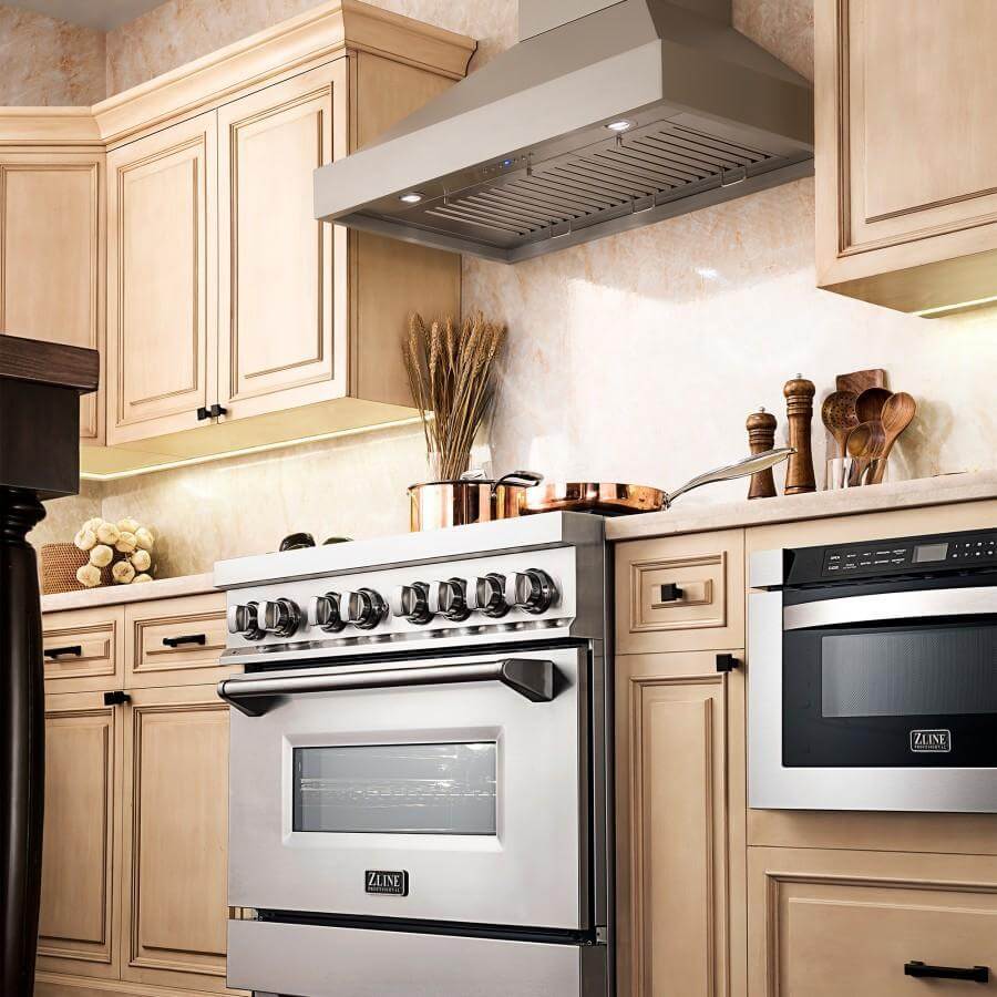 ZLINE Convertible Vent Wooden Wall Mount Range Hood in Gray (KBUU) 42 Inch