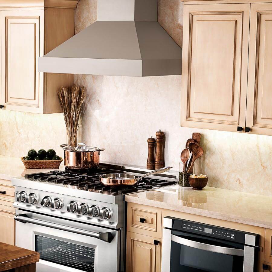 ZLINE Convertible Vent Wooden Wall Mount Range Hood in Gray (KBUU) 42 Inch