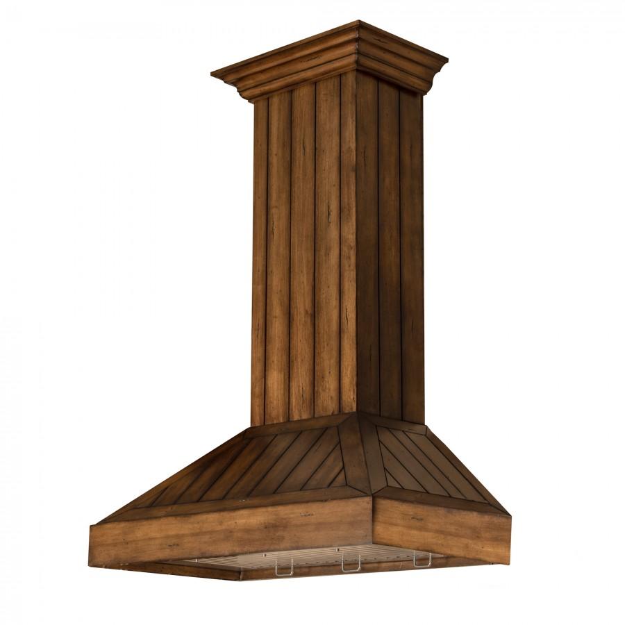 ZLINE Wooden Wall Mount Range Hood In Rustic Light Finish - Includes Motor (KPLL) Available in 30 Inch and 36 Inch Sizes