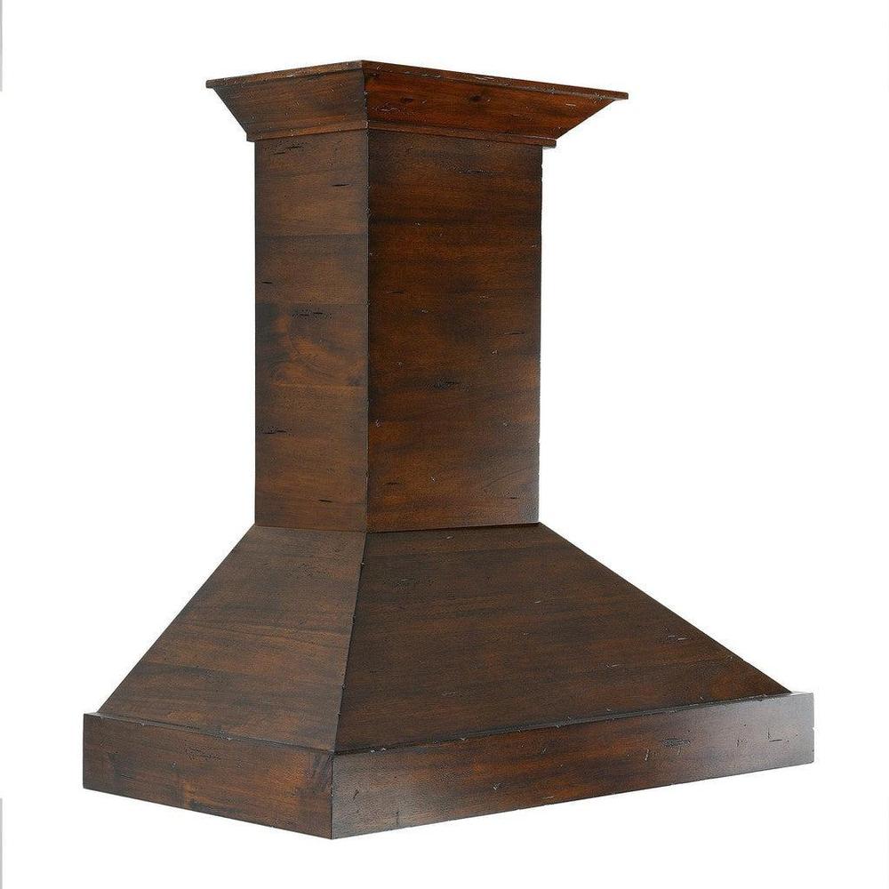 ZLINE Convertible Vent Wooden Wall Mount Range Hood in Walnut (KBRR) side.